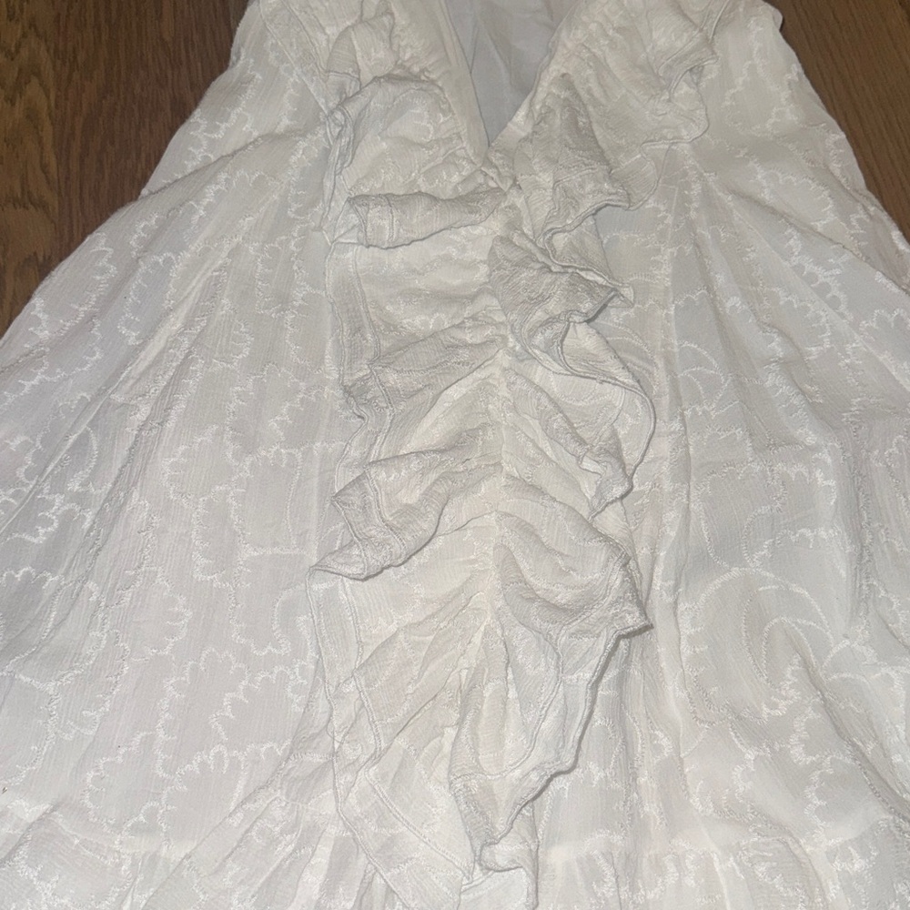 Zara White Ruffle Front Dress - Picture 4 of 4